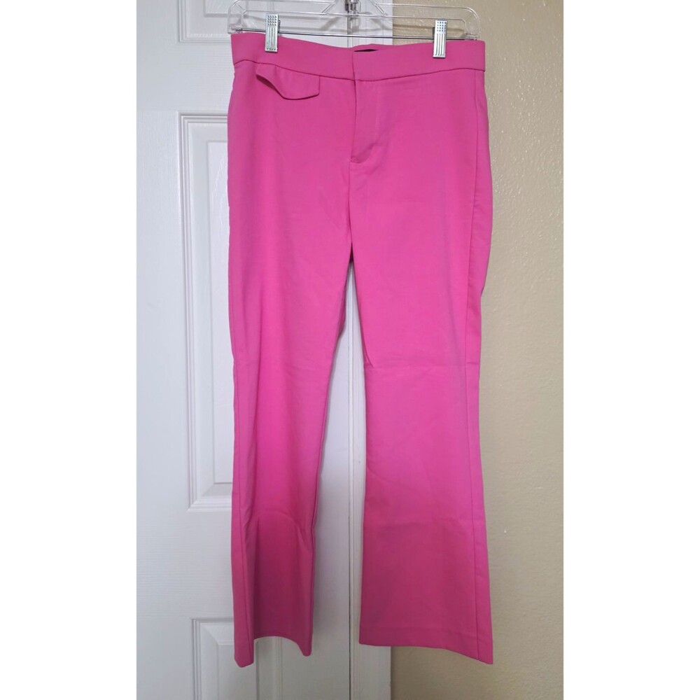Zara Women’s Pink Solid Flat Front Dress Pants Regular Size S